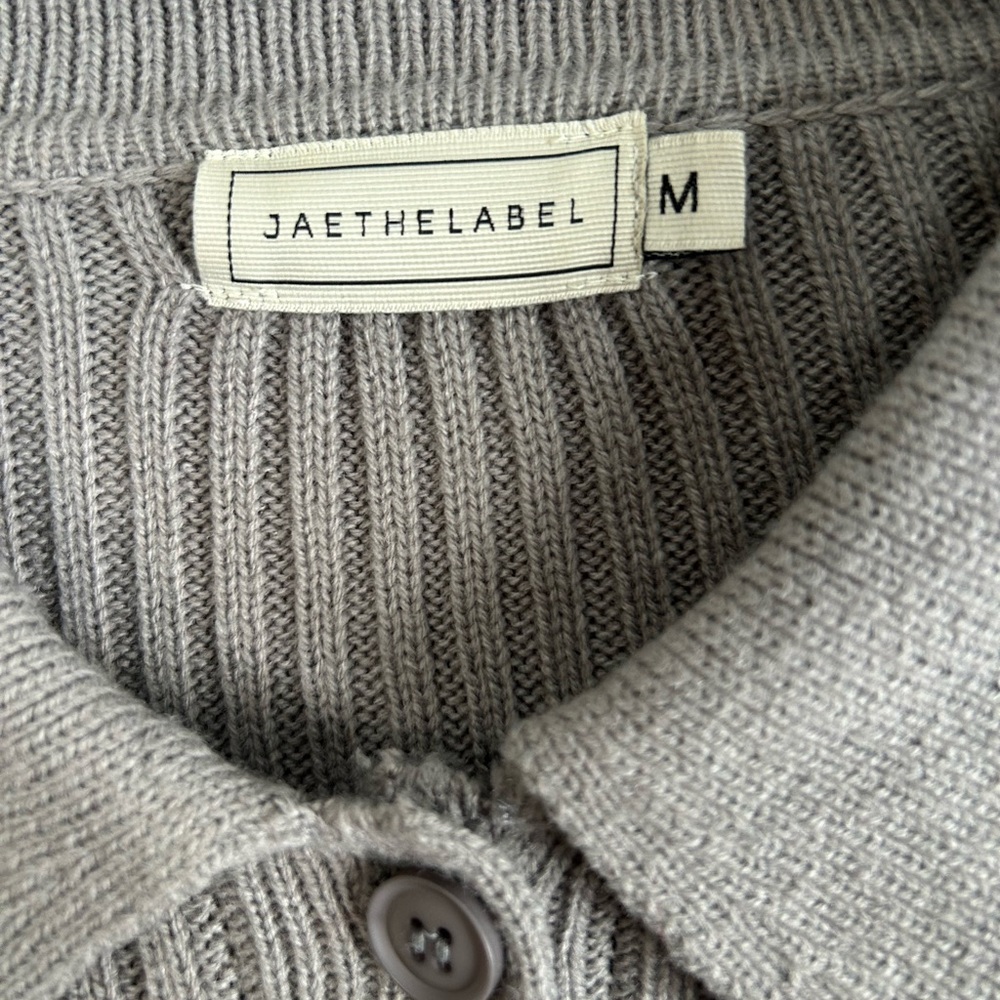 Gray Ribbed Button-Up Sweater - Picture 3 of 7